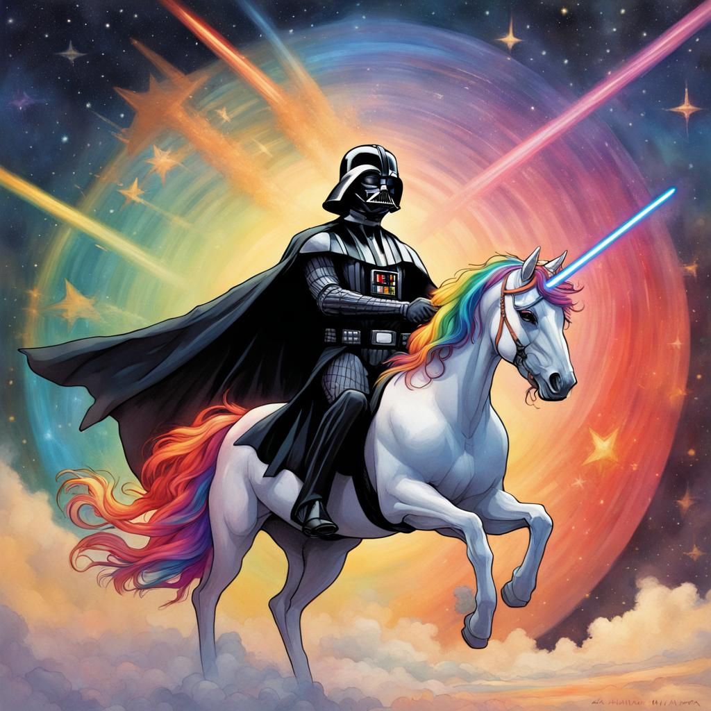 Darth Vader on Rainbow Unicorn: Art Nouveau