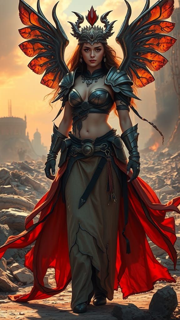 Post-Apocalyptic Goddess in Tattered Armor