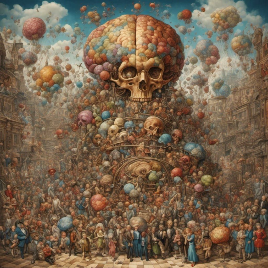 Hyperrealistic Crowd of Brainwashed People