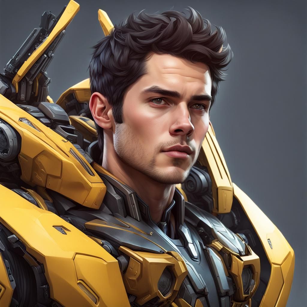 Dylan O'Brien as Humanoid Bumblebee in Transformer Armor