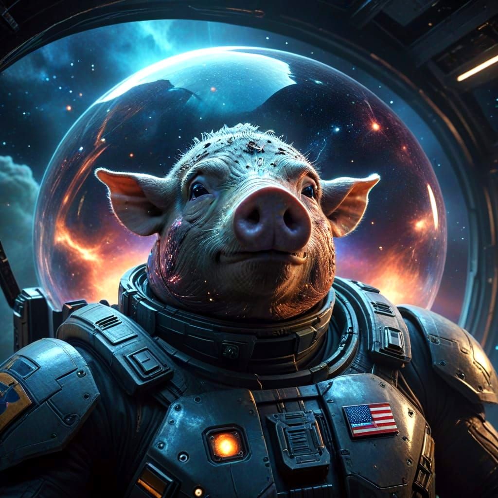 Anxious Pig-Man Captain Races Through Space