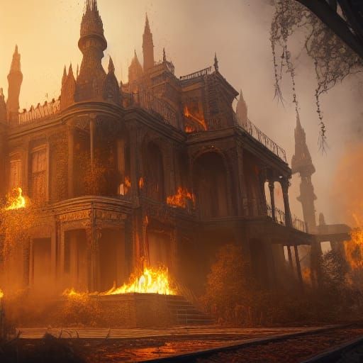 Burning House: Detailed Matte Painting in Unreal Engine