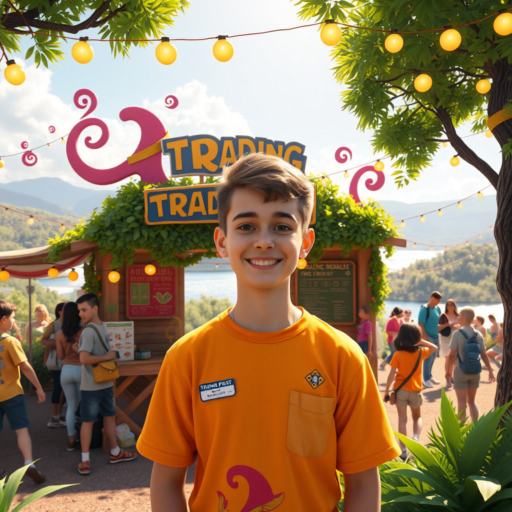 Whimsical Portrait of Trading Post Staff at Cub Scout Event