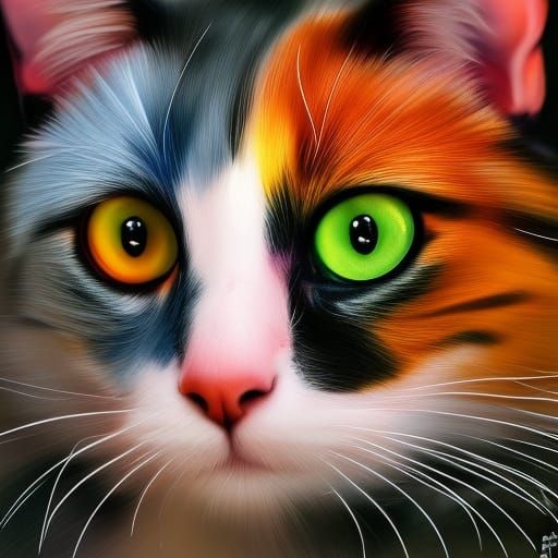 Hyperrealistic Calico Cat in Splash Art Style