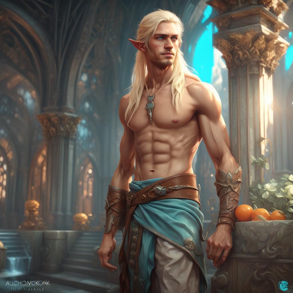 Handsome Blonde Elf Concept Art in Unreal Engine 5
