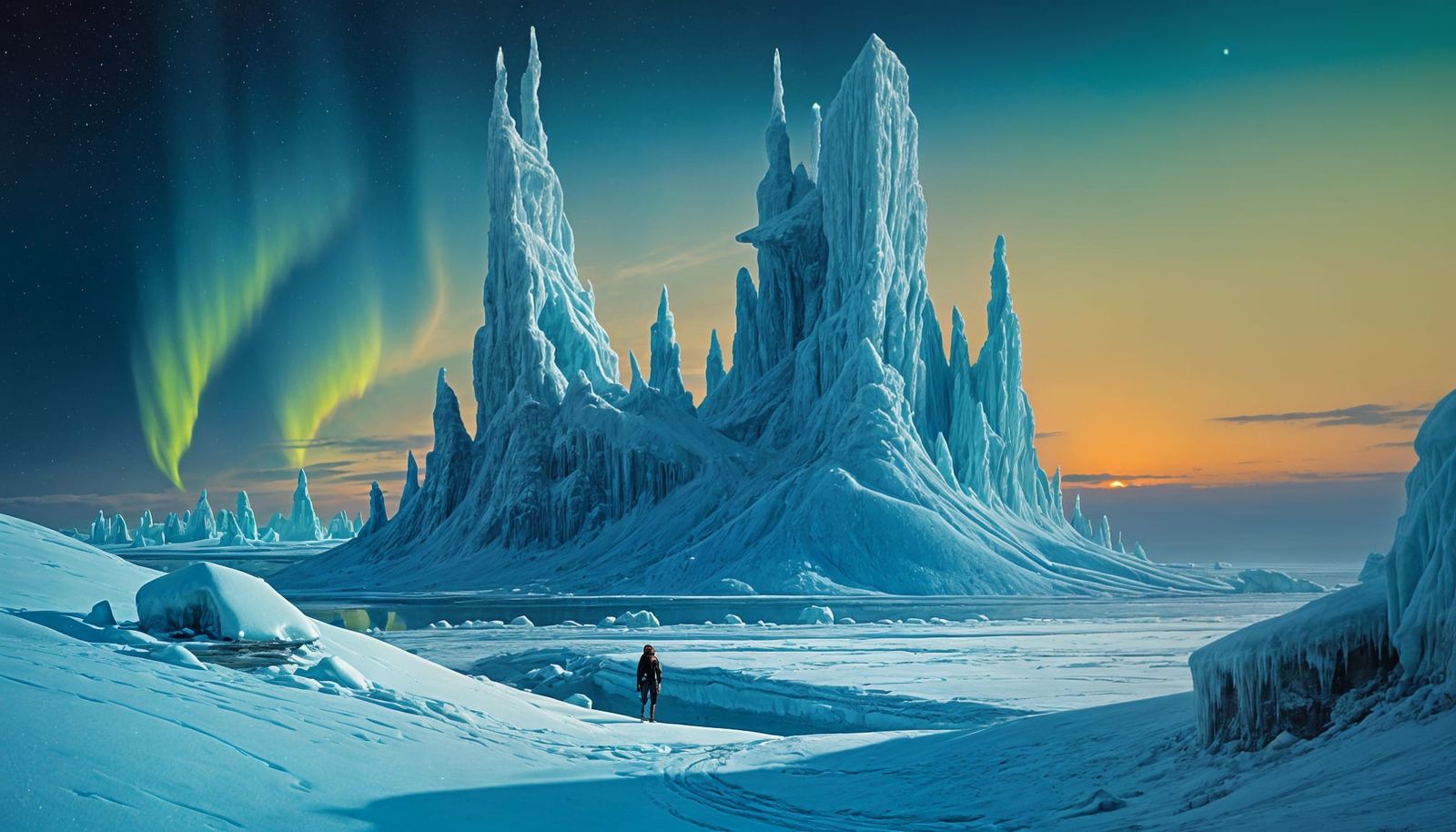 Frozen Crystal Landscape in Minimalist Style