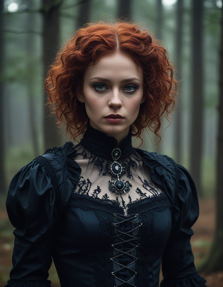 Goth Woman Portrait in Dark Fantasy Art Style