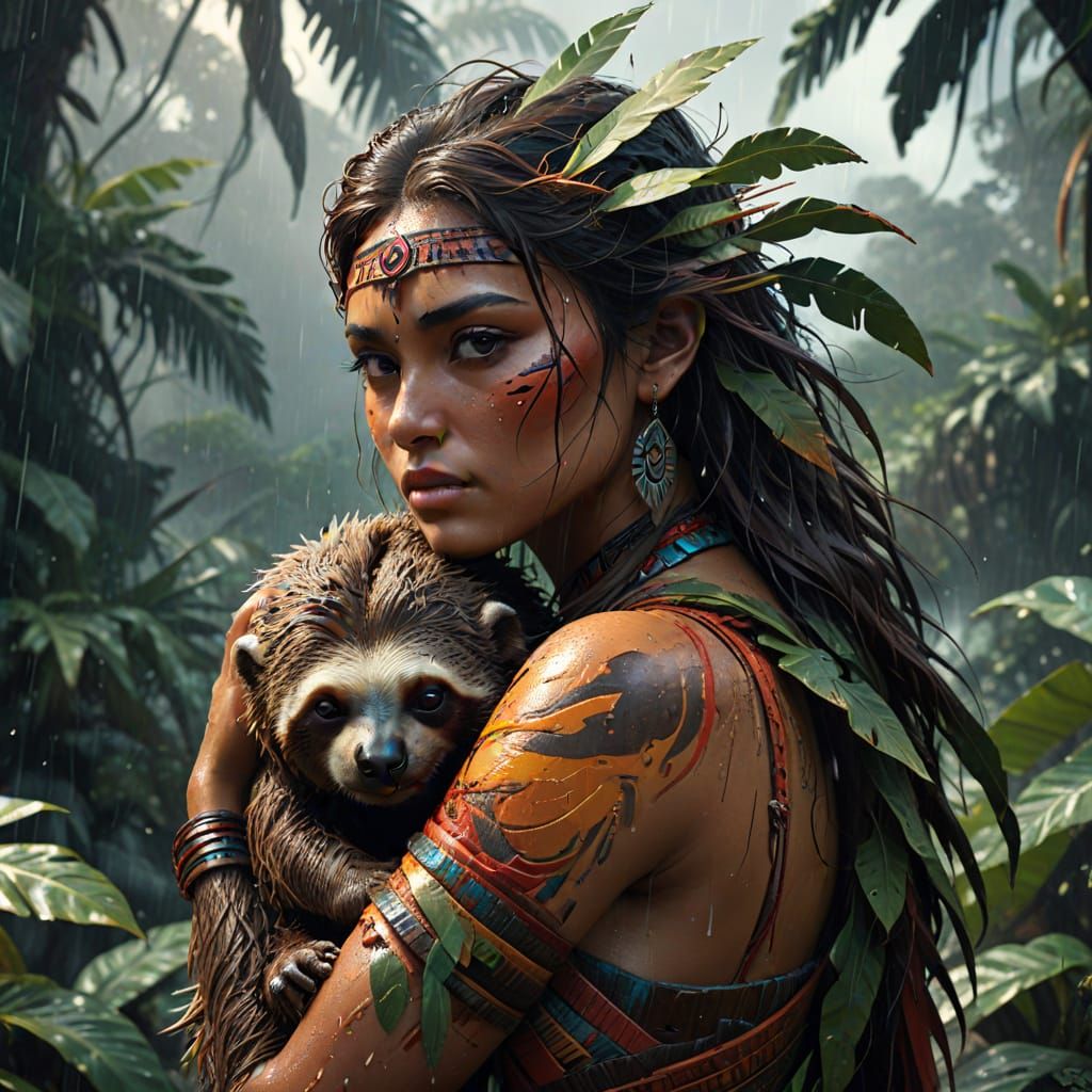 Tropical Storm Shelter: Aztec Girl and Majestic Sloth