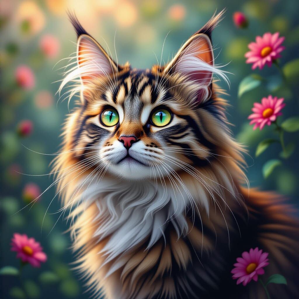 Cute Cat in Hyperrealistic Splash Art Style