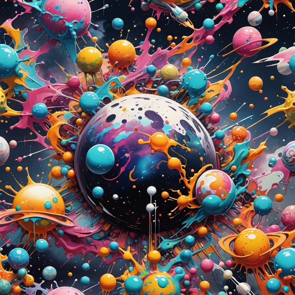 Cosmic Graffiti Art: Bizarre Entities in Street Style