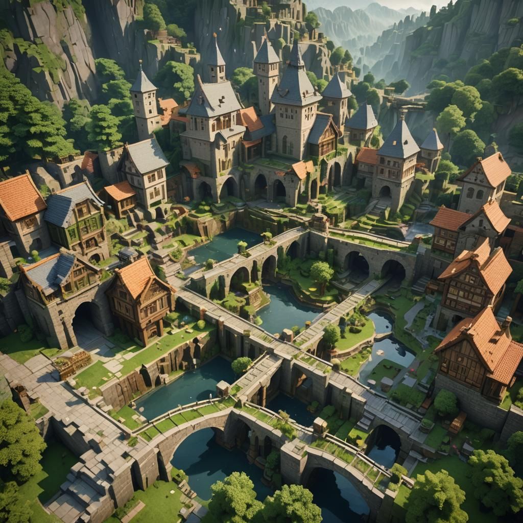Minecraft Medieval City Digital Matte Painting