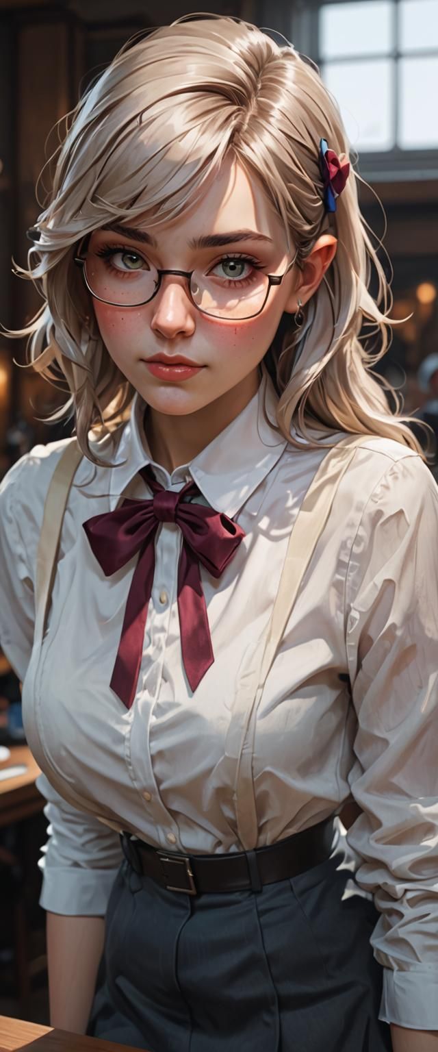 Detailed Portrait of a Nerd Girl, Artstation Style