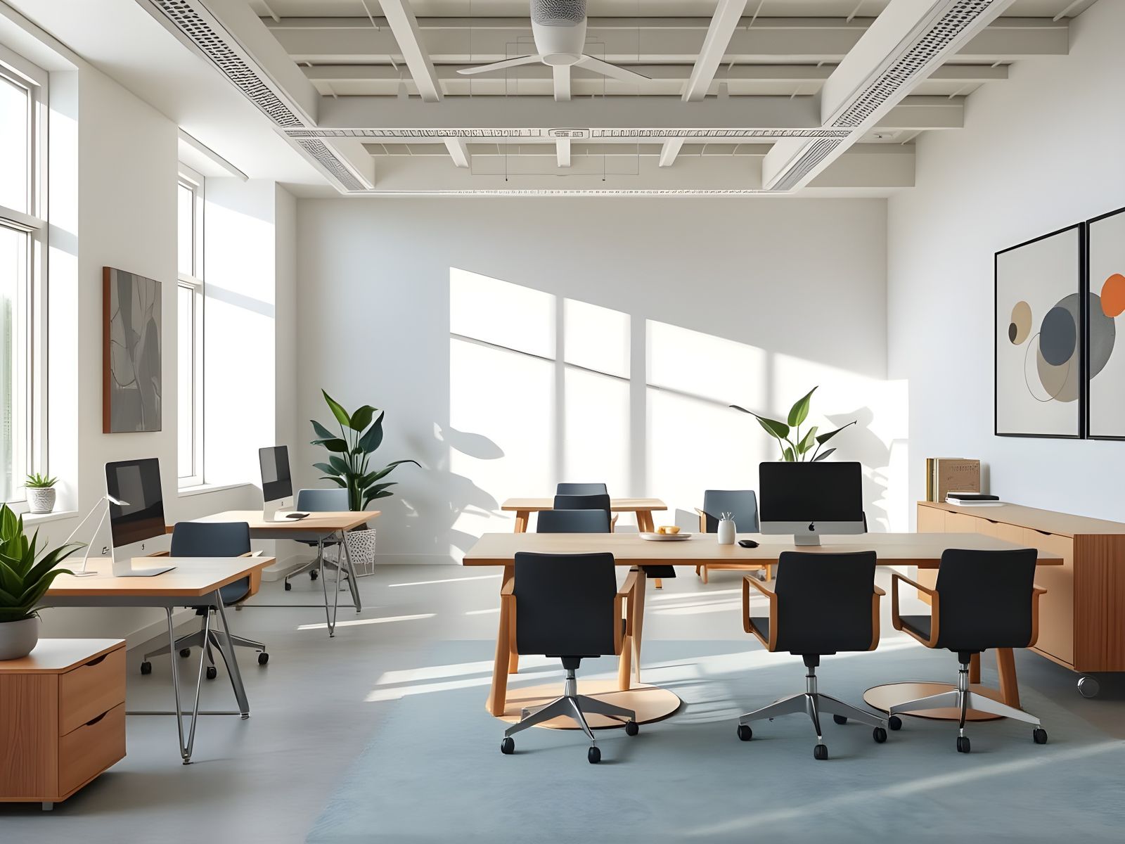 Minimalist Office Interior with Natural Light and Clean Desi...