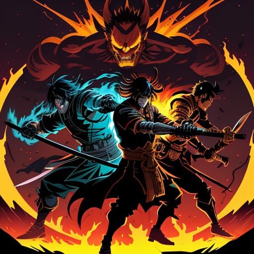 Samurai Jack's Epic Anime Battle in Comic Style