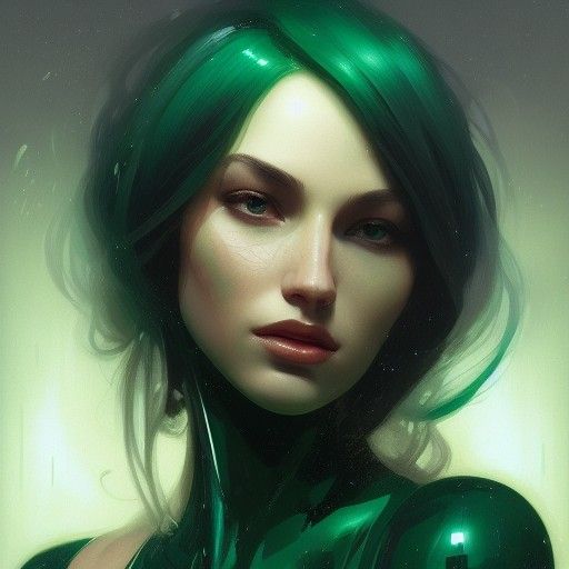 Emerald Portrait in Hyperdetailed Splash Art Style