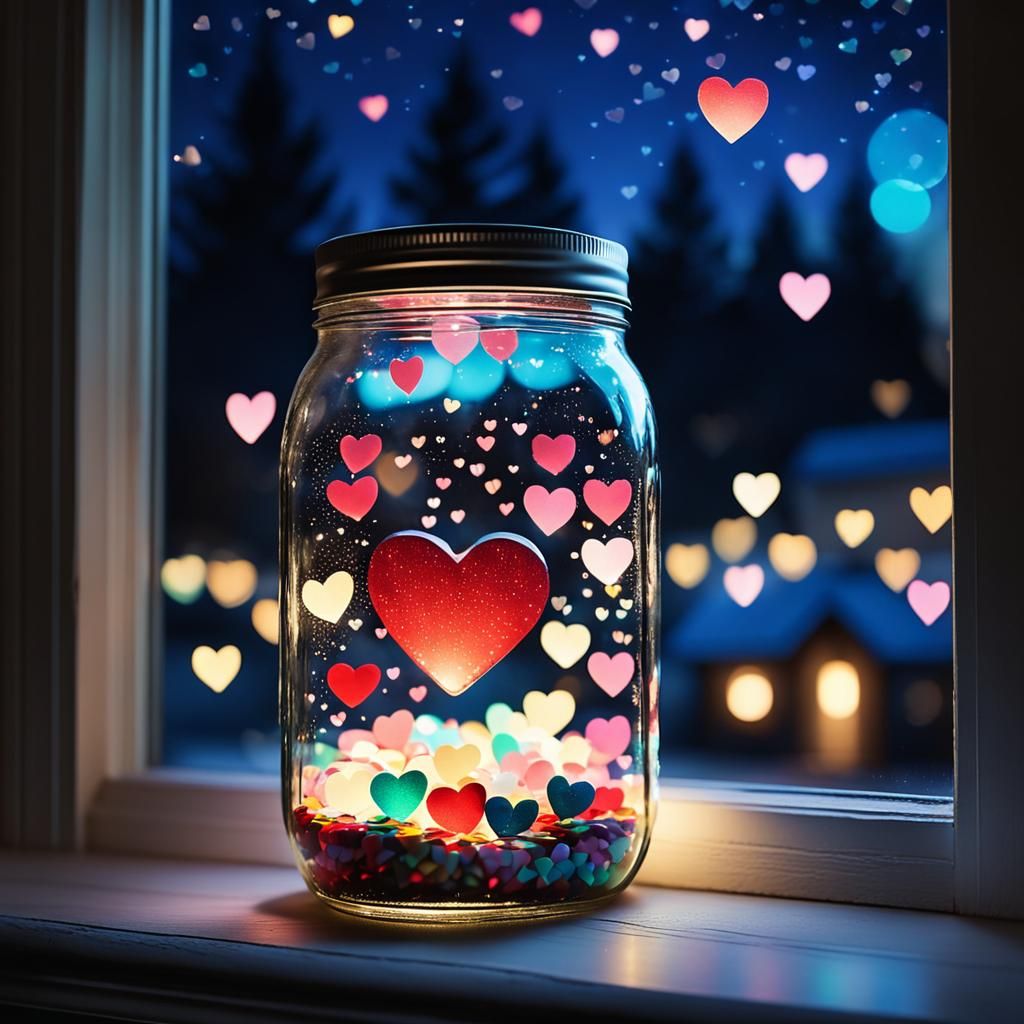 a mason jar sitting on a windowsill