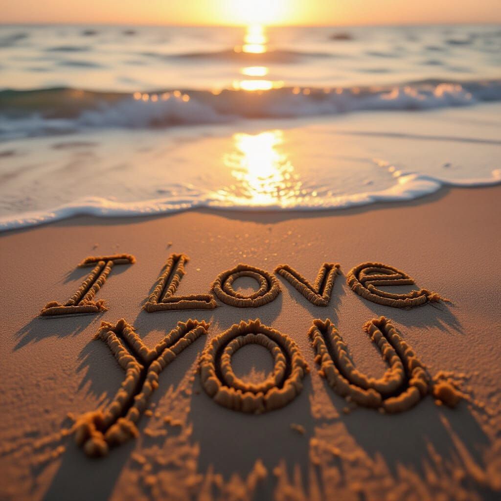 I Love You In The Sand At Sunset