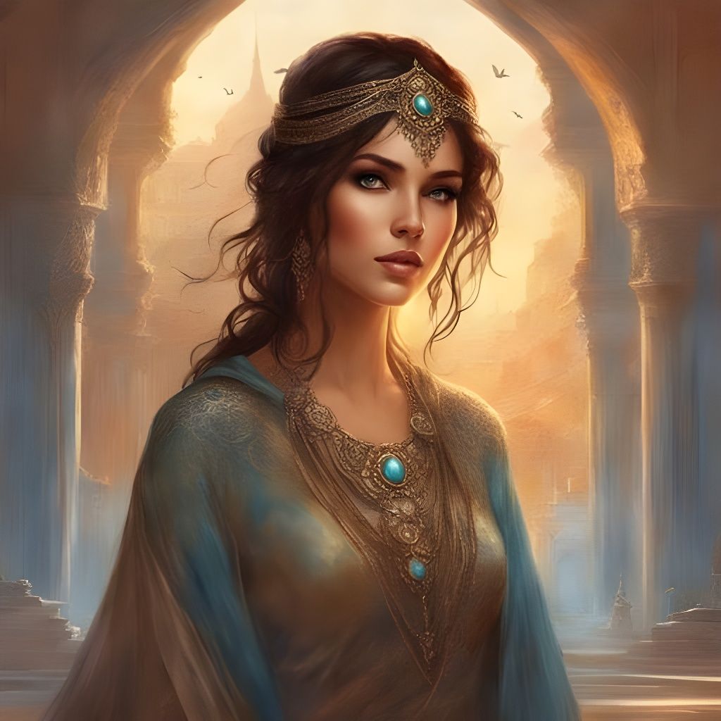 Stunning Portrait of an Afghan Girl in Ink Splash Art