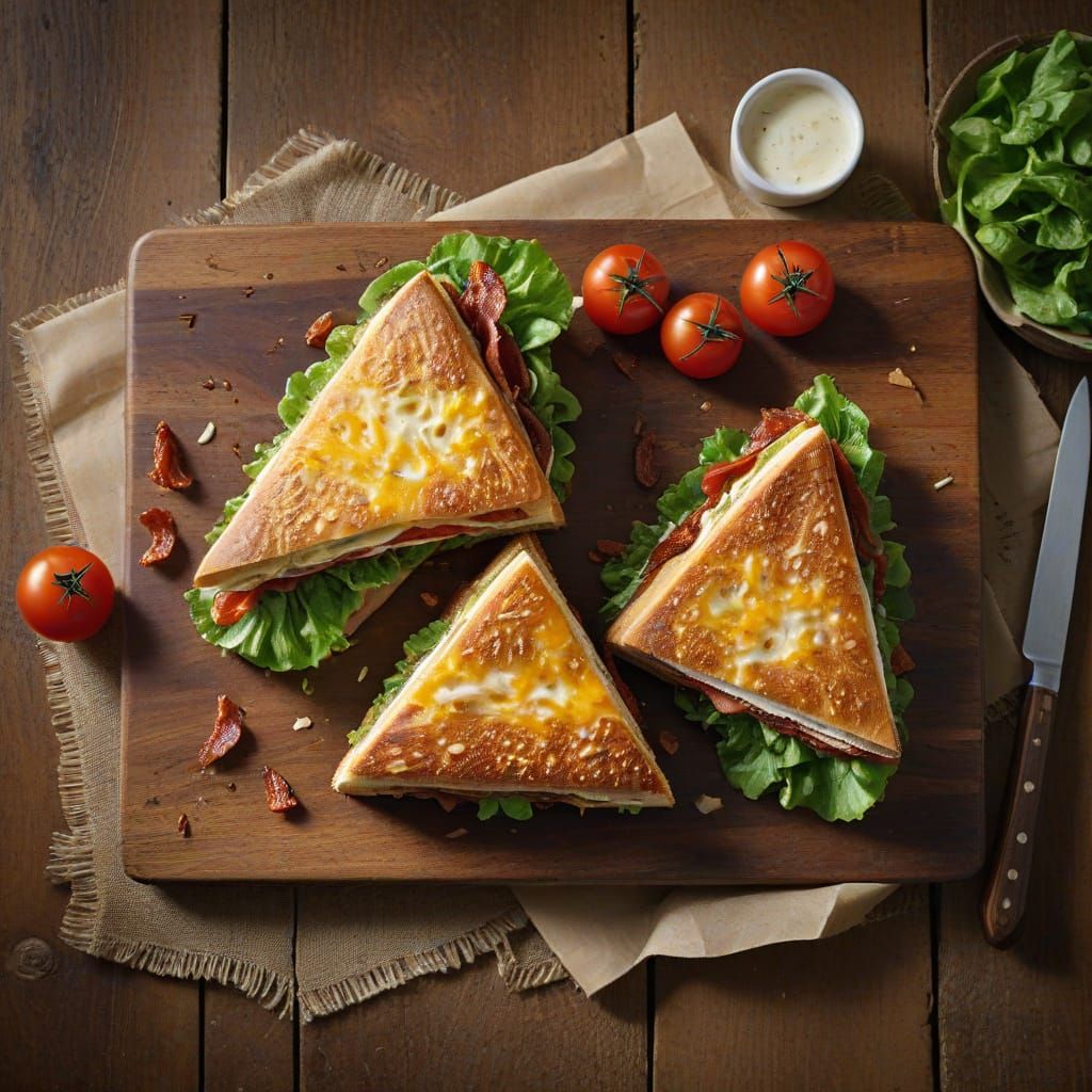 Vibrant Sandwich Still Life in a Warm, Appetizing Style