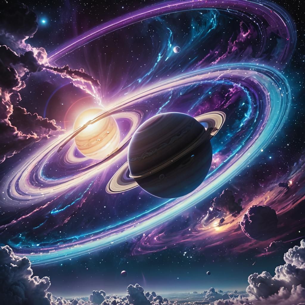 Saturn Soaring Through Space: A Celestial Illustration