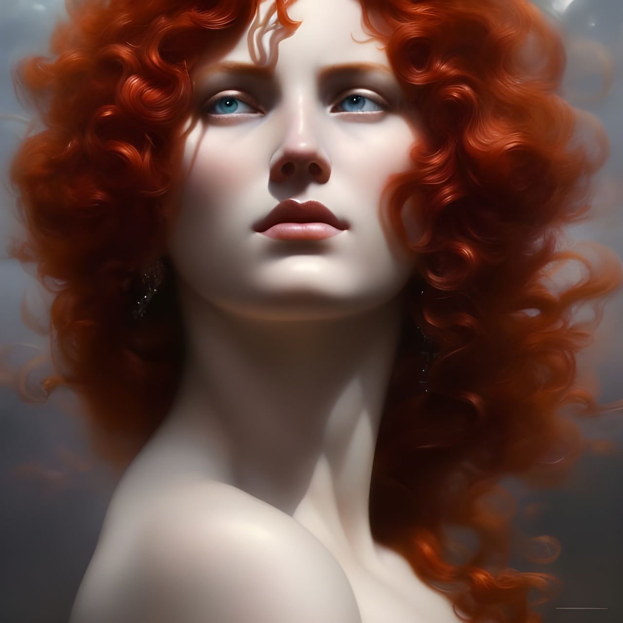 Red-Haired Goddess Portrait in Hyperrealistic Style