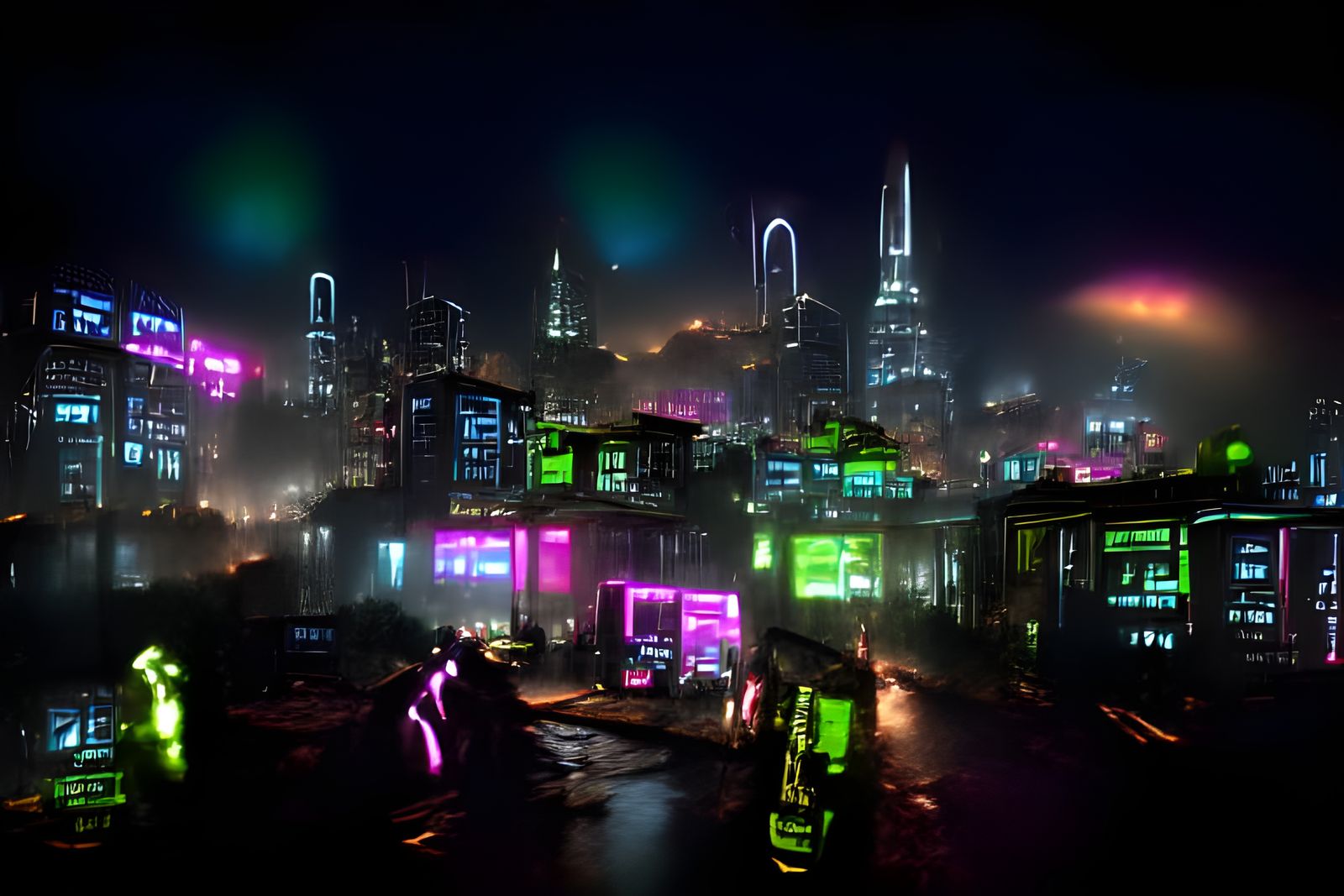 Futuristic Cyberpunk Cityscape at Night