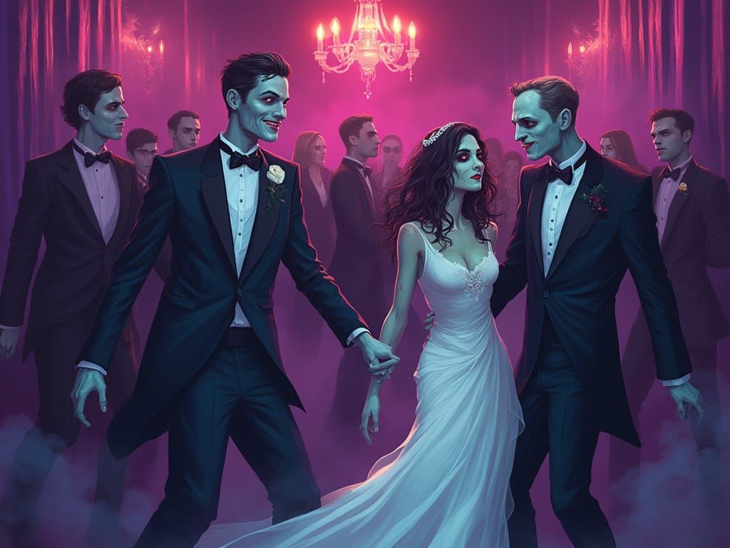 Zombie Teens Dance at Haunted Prom in Eerie Ballroom