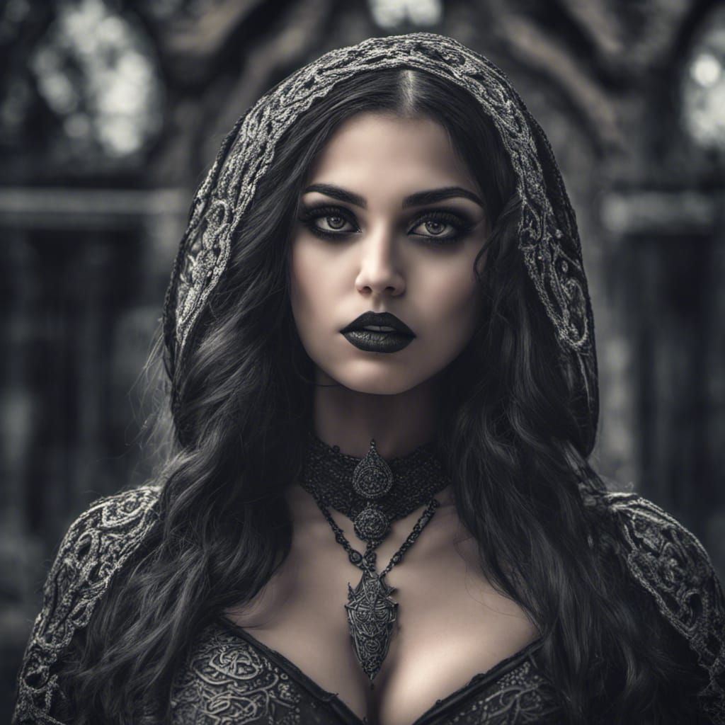 Hyperrealistic Goth Girl Portrait in High Definition