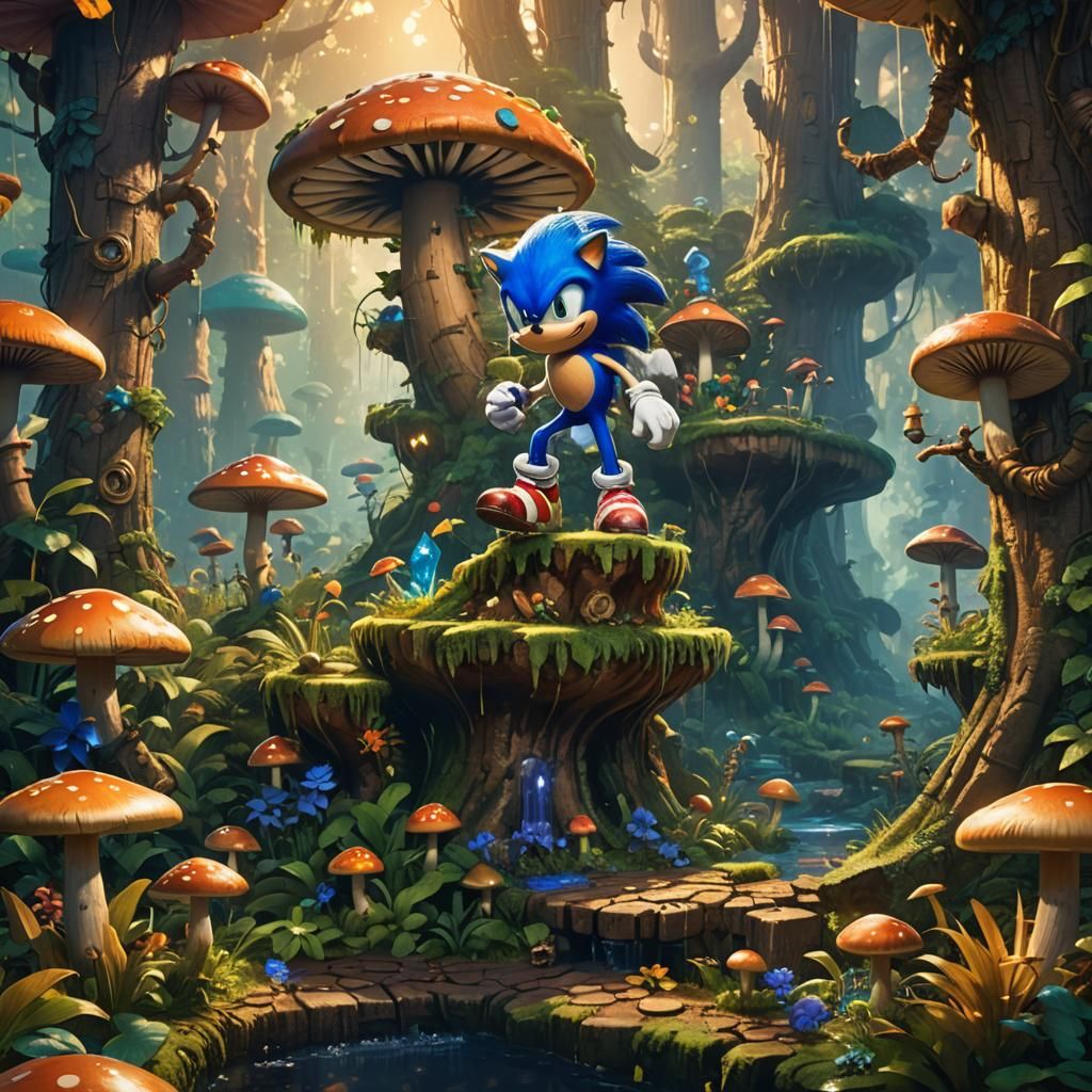 Sonic in Mushroom Kingdom: Fantasy Concept Art