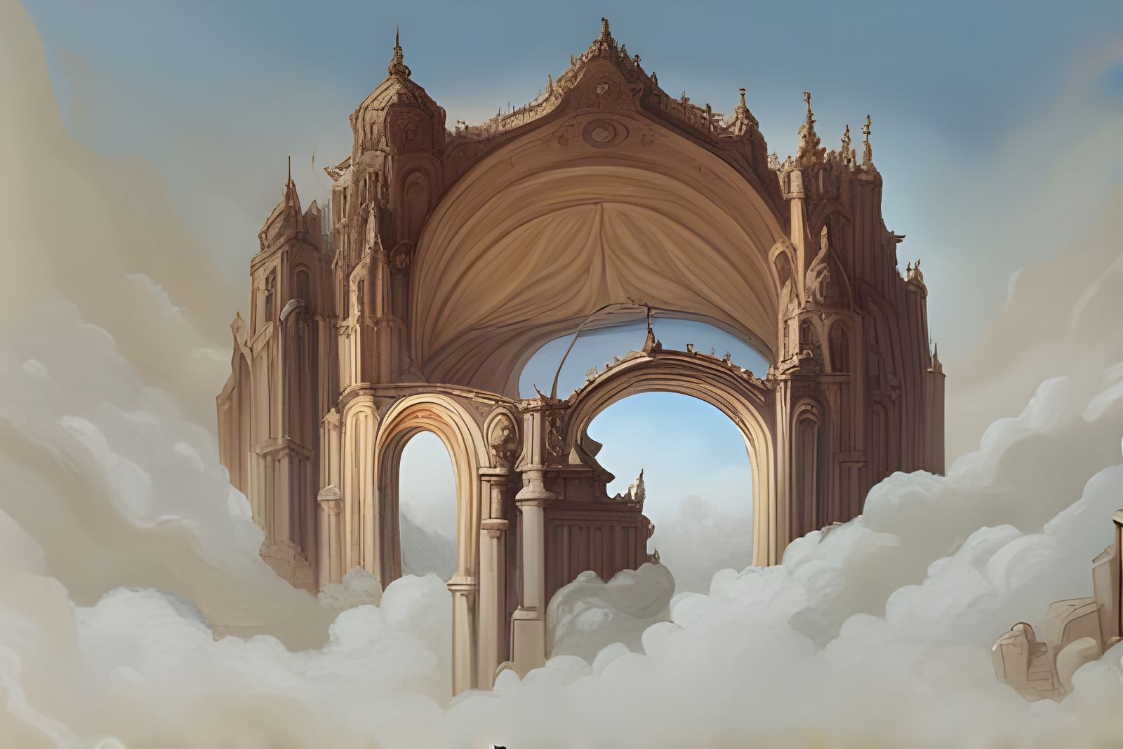 Majestic White Portal in Sky, Surrealist Painting