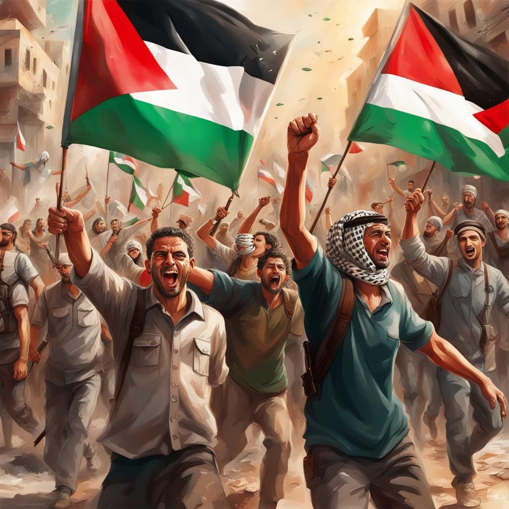 Palestinian Liberation Celebration: Hyperrealistic Concept A...
