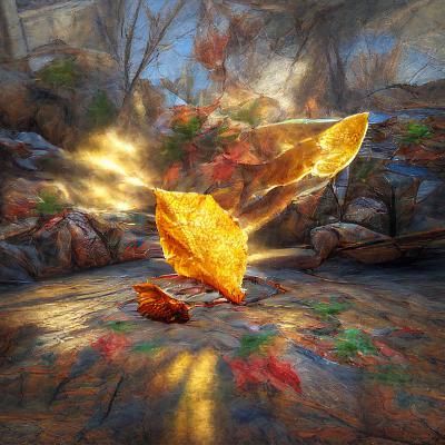 Autumn Leaf in Golden Light: Digital Painting