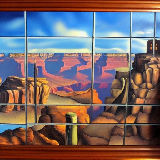 Surreal Grand Canyon Cityscape in Stained Glass