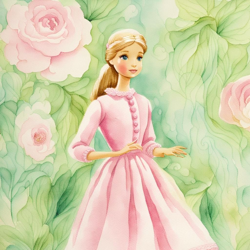 Barbie in Pink: A Watercolor Dreamscape