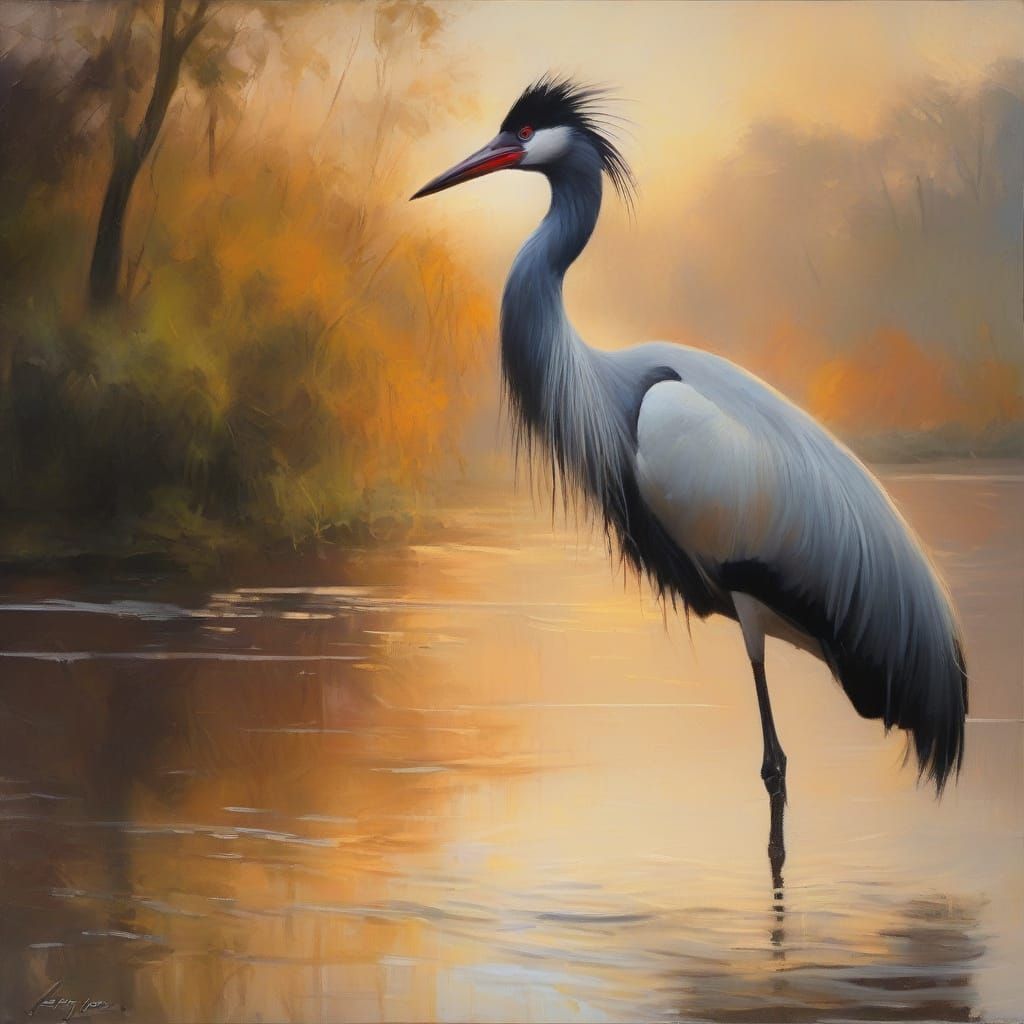 Majestic crested crane