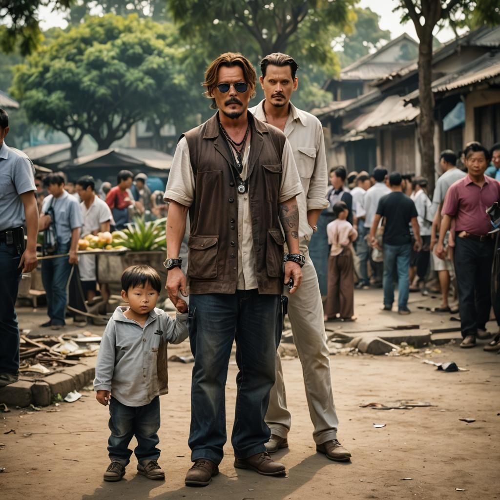 Johnny Depp and Boy: Professional Portrait