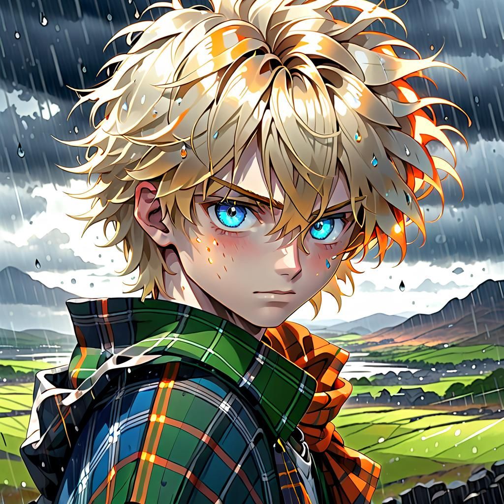 Highland Boy in Tartan: Detailed Illustration
