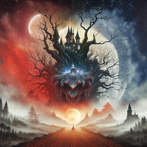 Dracula's Castle: Occult Landscape in Oil and Ink