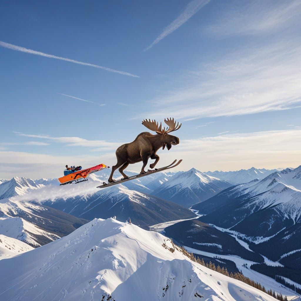 Moose Soars Through Winter Skies in Rocket Ski Adventure