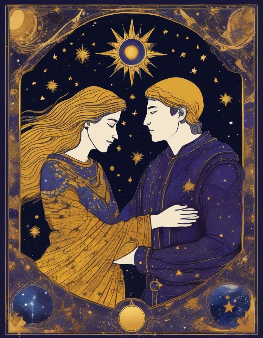 Celestial Embrace: A Vivid Tarot Card Illustration