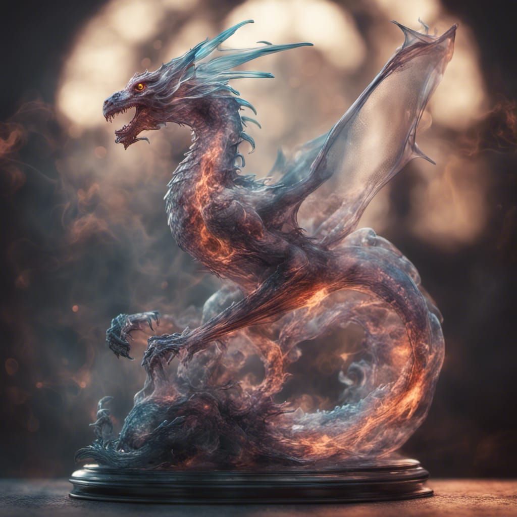 Blown Glass Dragon Figurine in CGI Style