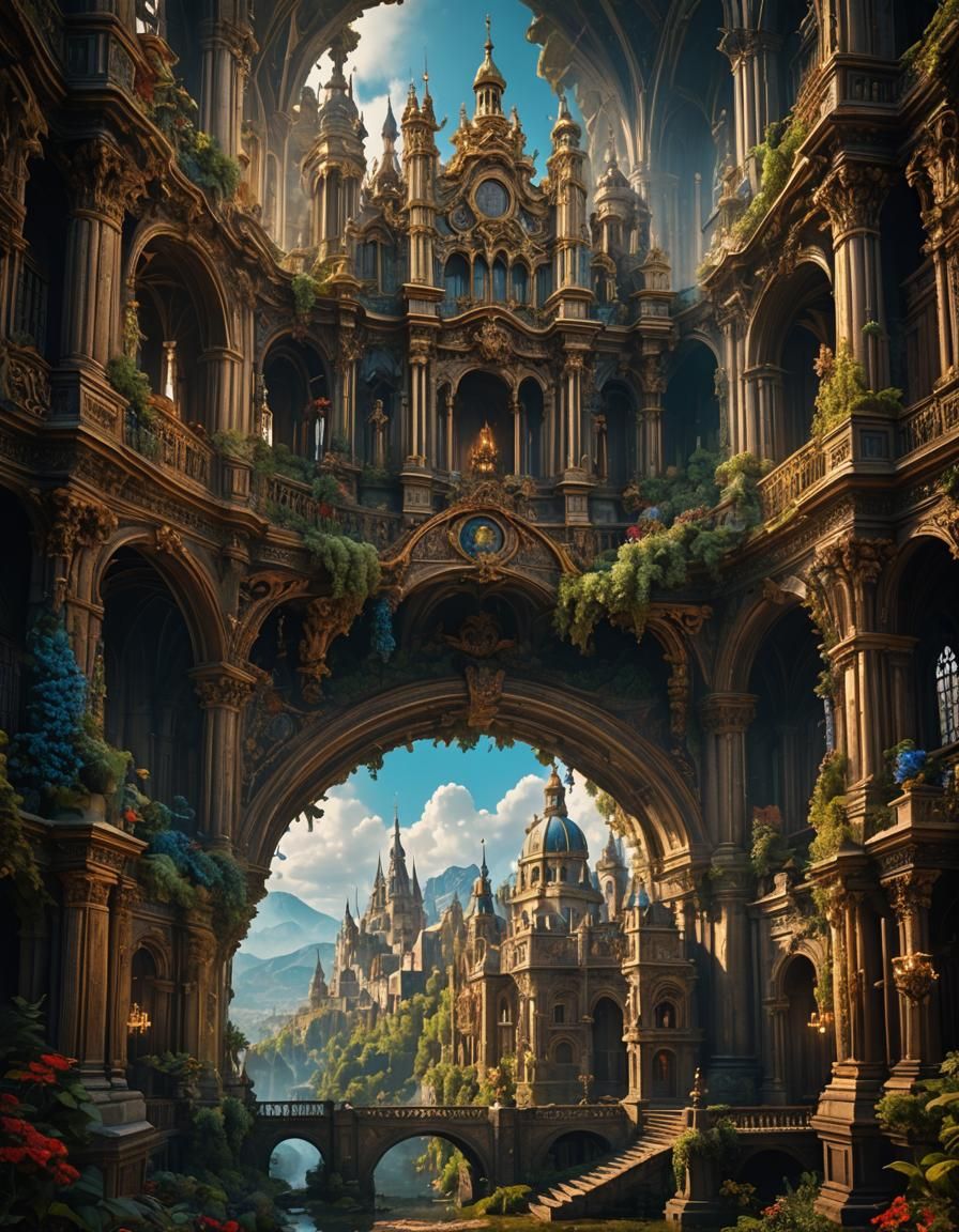 Detailed Baroque Matte Painting in Deep Color