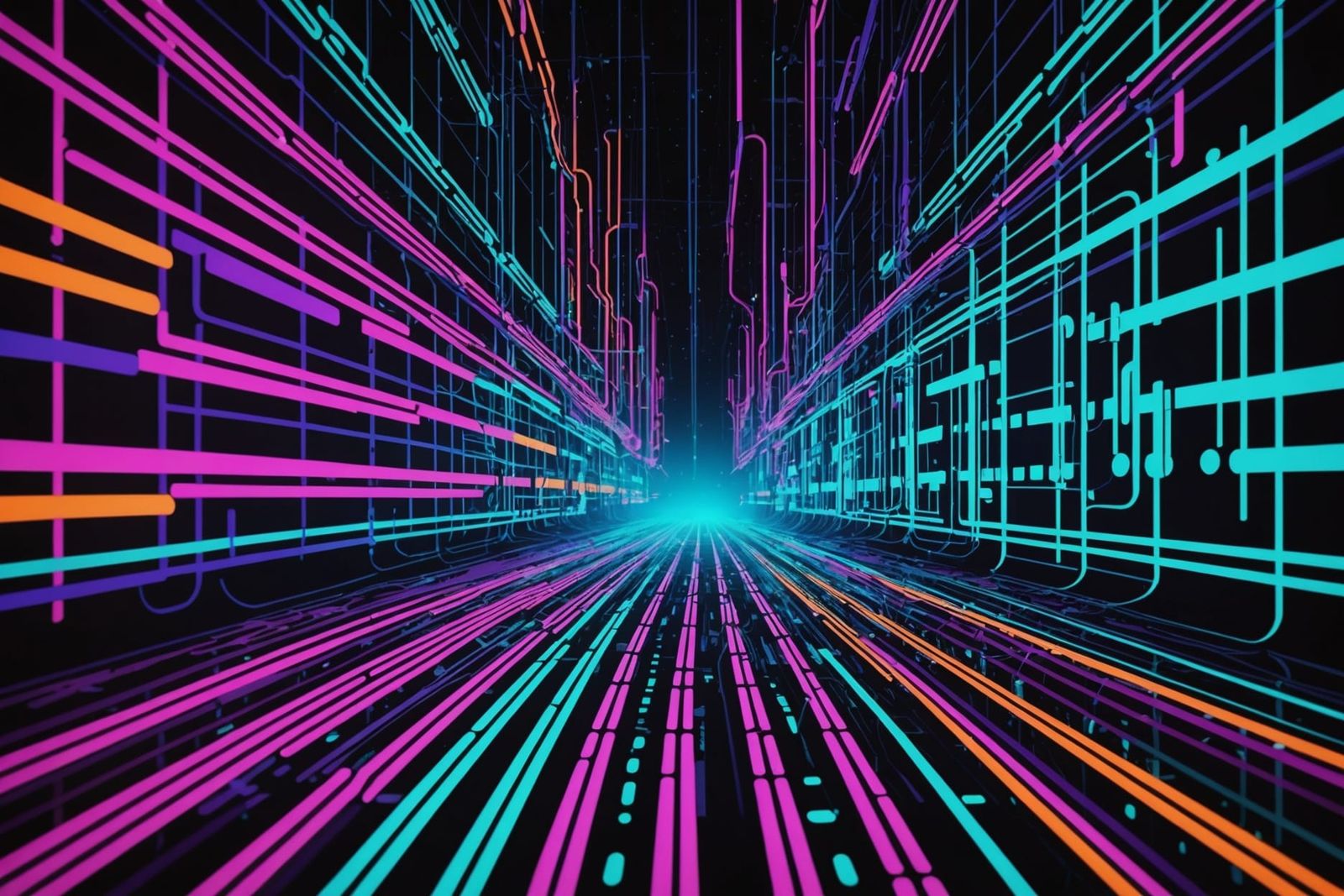 Futuristic Binary Code Dream in Neon Colors
