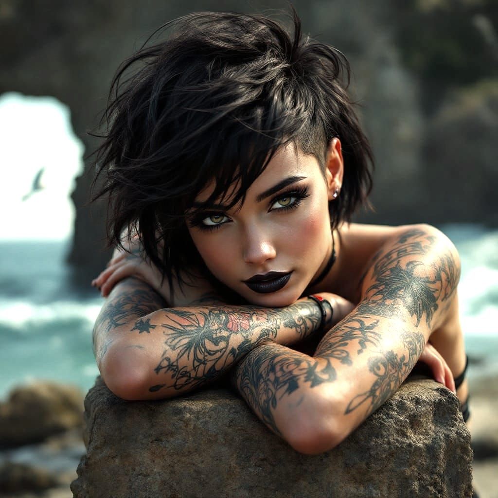 Hyperrealistic Pop Digital Artwork: Moody Rockstar Portrait