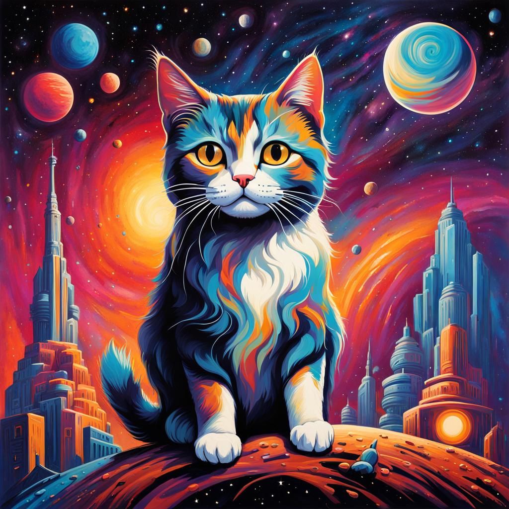 Retro Gas Station on Mars: Graffiti Splash Art