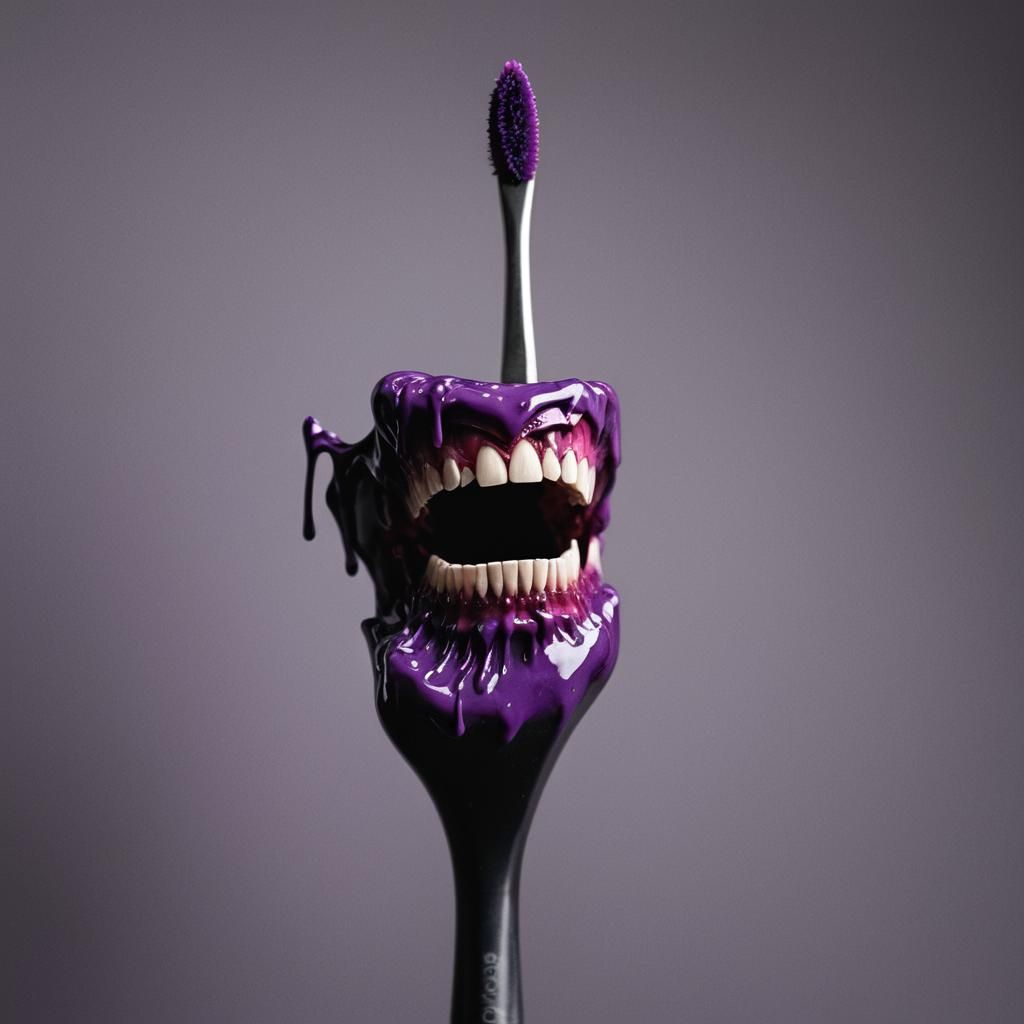 Surreal Dark Academia Dentist with Purple Brush
