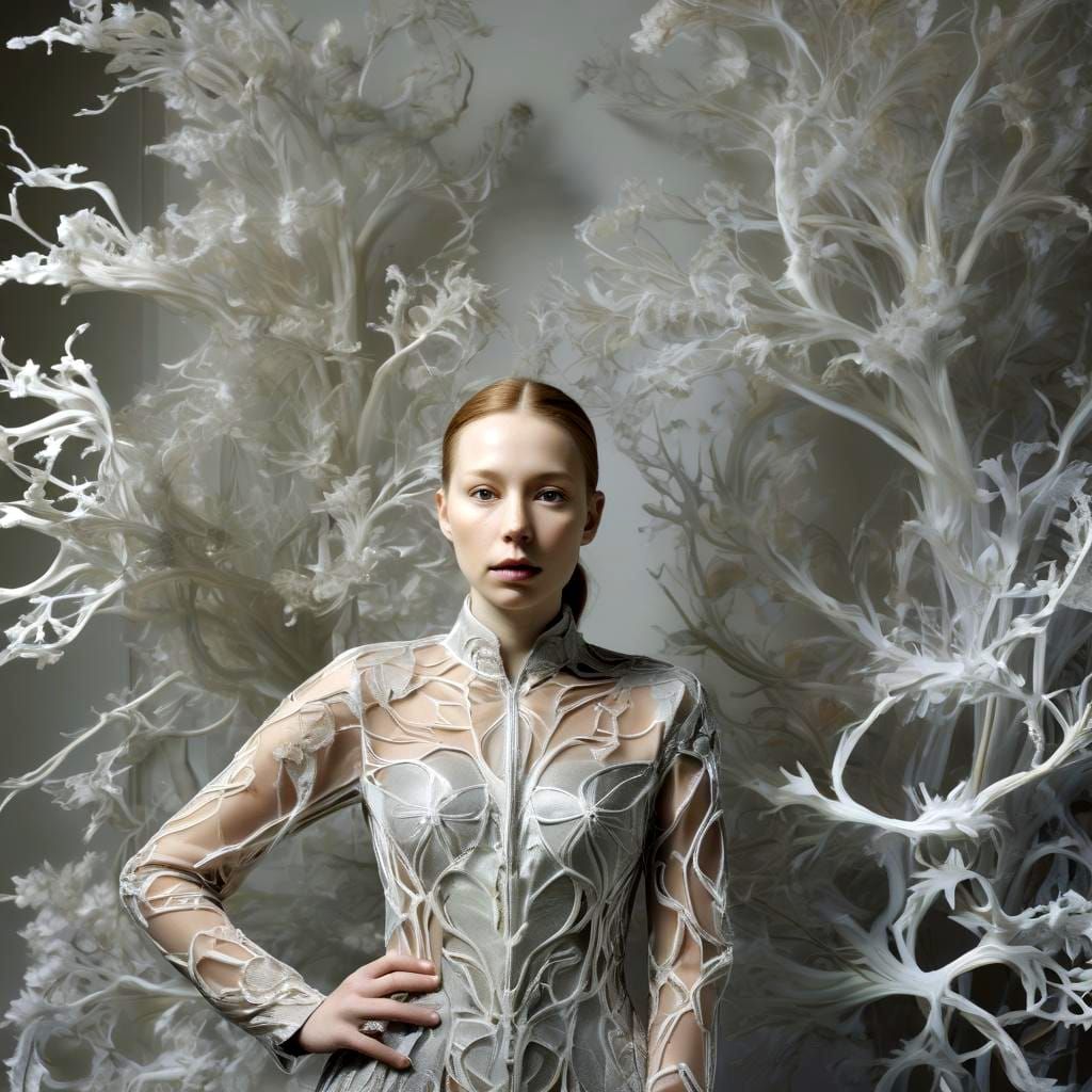 Luminous Edwardian Fashion Portrait Inspired by Nature