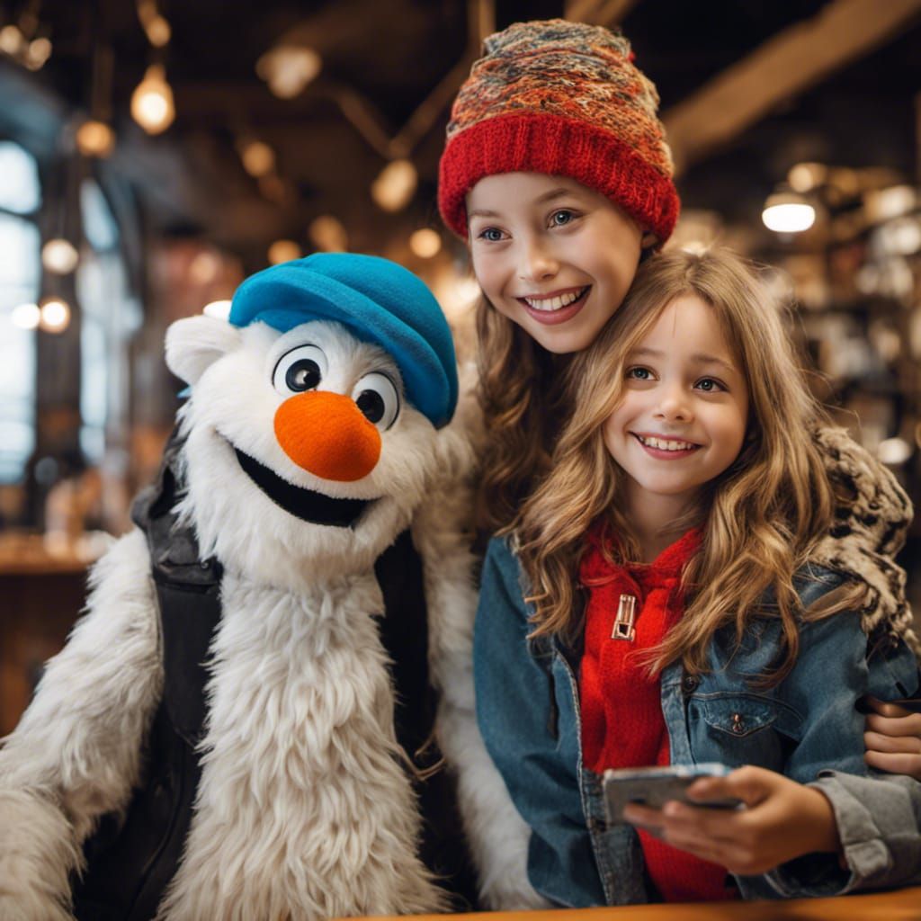 Selfie with a Friendly Snowman: 3D Digital Art