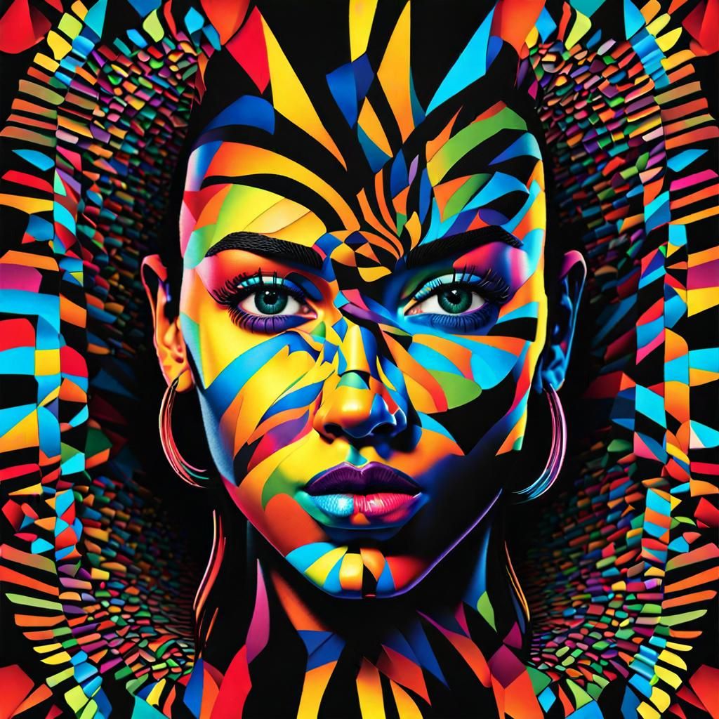 Hyperrealistic 3D Optical Illusion Female Faces