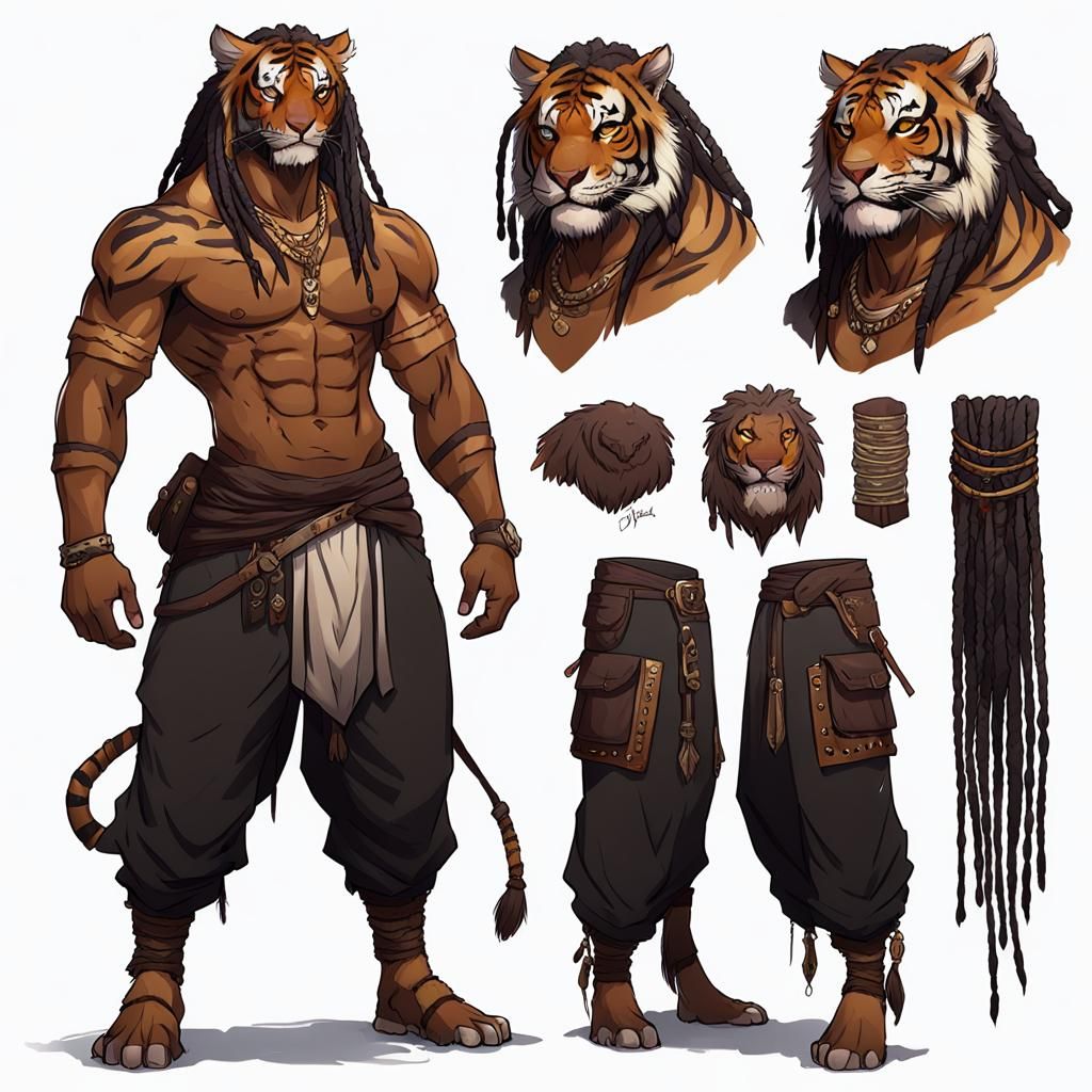 Tiger-Human Hybrid Character Sheet for D&D